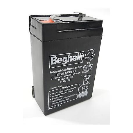 Prodotto: 28669 - ACCUMULATORE BATTERIA 6V 2,8AH BEGHELLI RICARICABILE  PIOMBO 8799 - (ELETTRONICA-BATTERIE - BATTERIE RICARICABILI);