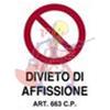 TARGHE DIVIETO DI AFFISSIONE 300X200 PLASTICA